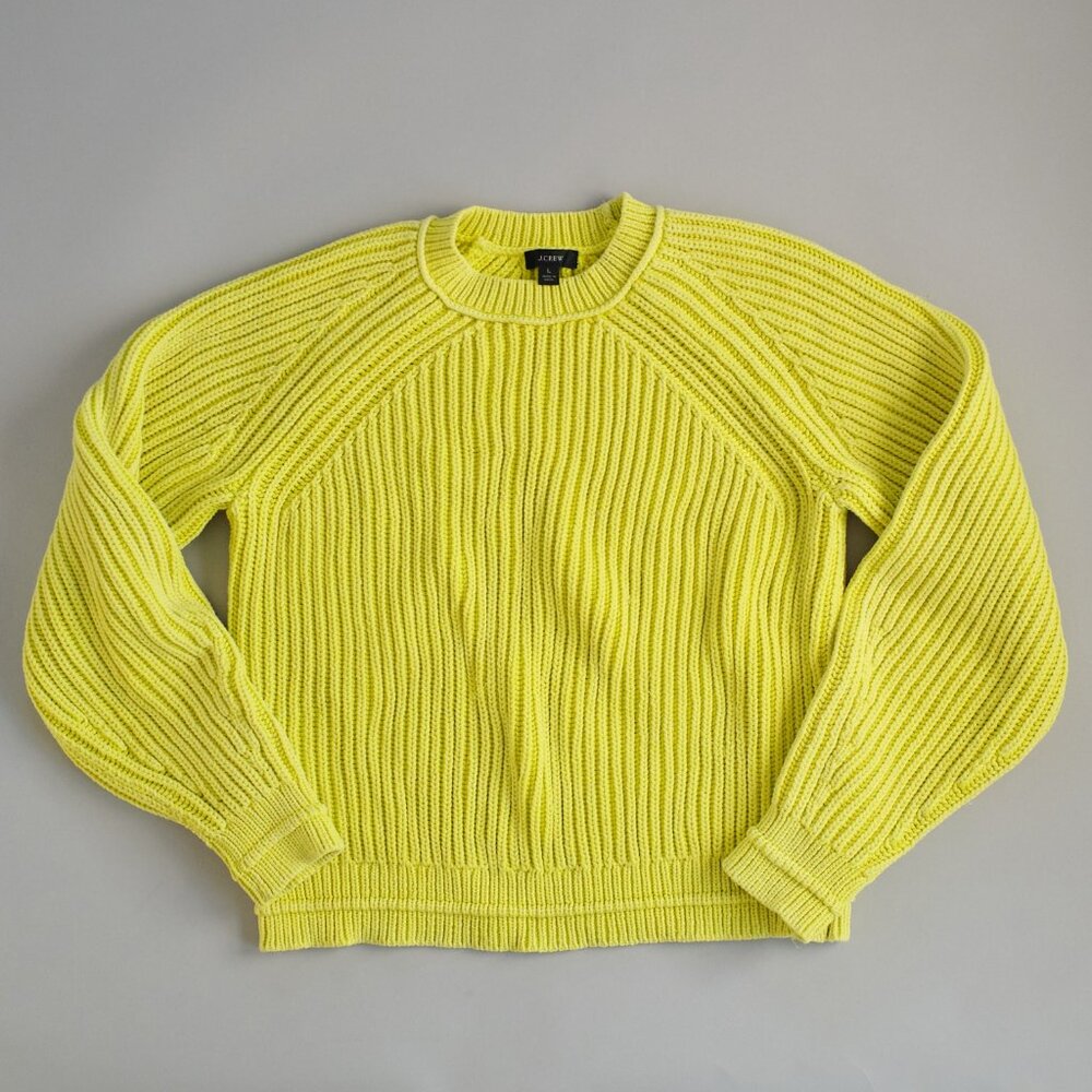 J CREW GARMENT WASHED CREWNECK SWEATER IN BRIGHT KIWI